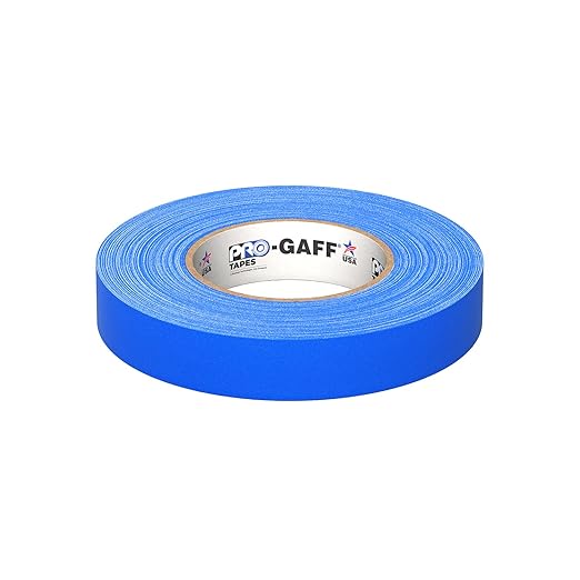 1" Width ProTapes Pro Gaff Premium Matte Cloth Gaffer's Tape With Rubber Adhesive, 11 mils Thick, 55 yds Length, Electric Blue (Pack of 1)