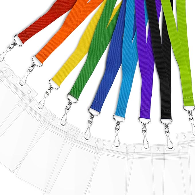 24-Pack Black Breakaway Lanyards with Waterproof Badge Holders, Polyester Neck Straps for ID Cards, Events, Office, and Schools