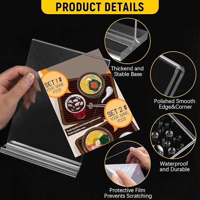 Dynta Acrylic Sign Holder 8.5 x 11 Inches 14 Pack Double Sided Clear Display Stand Vertical Table Sign Holder Plastic T Shape Document Menu Flyer Holder for Office Stores Restaurants Wedding Party