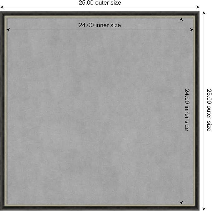 Amanti Art Black Framed Magnetic Board 25x25 Medium Vision Board for use with Magnets, 100% Metal Sheet to Display Items as Office Decor or for Home Organization in mudroom, Kitchen or Kids Room