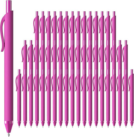 JIMMIDDA 52 Pcs Pens Bulk - 1.0MM Ballpoint Pens Pink Ink | Medium Point Smooth Writing, No Bleed Retractable Ball Point Pen for Office School (Pink - 52Pcs)