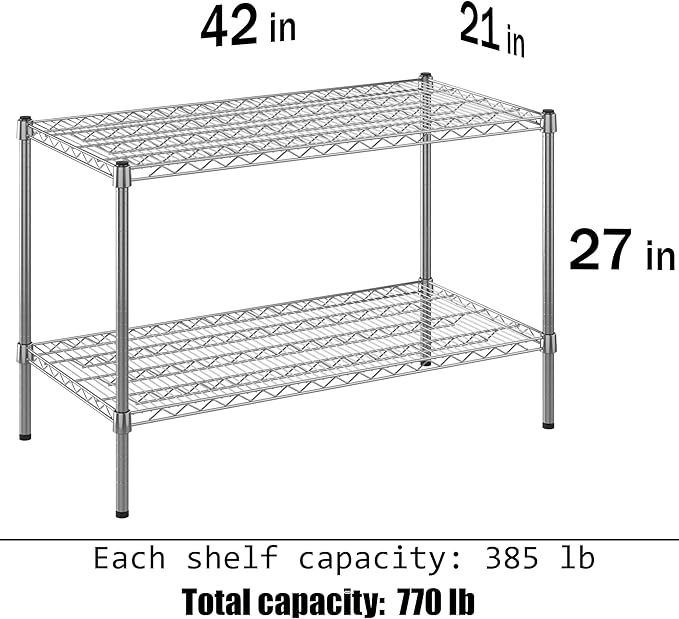 Regal Altair 21" Deep x 42" Wide x 27" Height Wire Shelving Kit | 2-Tier | NSF Commercial Storage Rack Unit