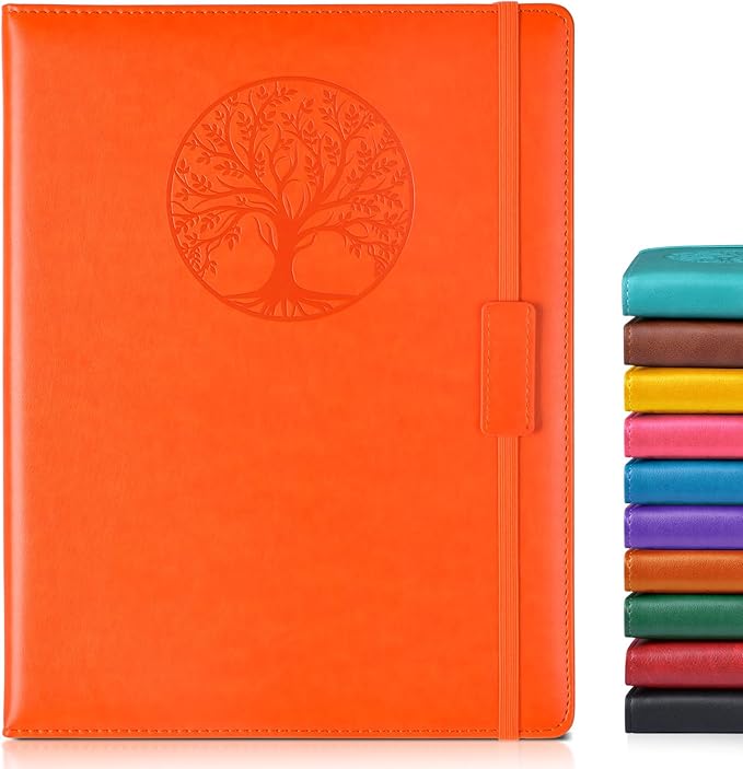 Biuwory Lined Journal Notebook for Women Men,256 Pages A4 Large Hardcover Leather Journals for Writing,Travel,Business,Work,School,College Ruled Notebooks for Note Taking, Diary Notepad 8.6"×11"