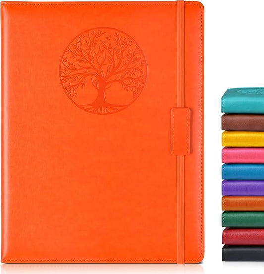 Biuwory Lined Journal Notebook for Women Men,256 Pages A4 Large Hardcover Leather Journals for Writing,Travel,Business,Work,School,College Ruled Notebooks for Note Taking, Diary Notepad 8.6"×11"