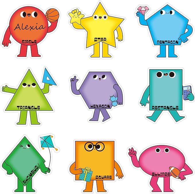 Henoyso 108 Pcs Shape Desk Name Tags for Classroom Wall Decor Back to School Locker Name Tags for Kindergarten, Preschool, 1st, 2nd & 3rd Grade Teacher Nameplates for Student