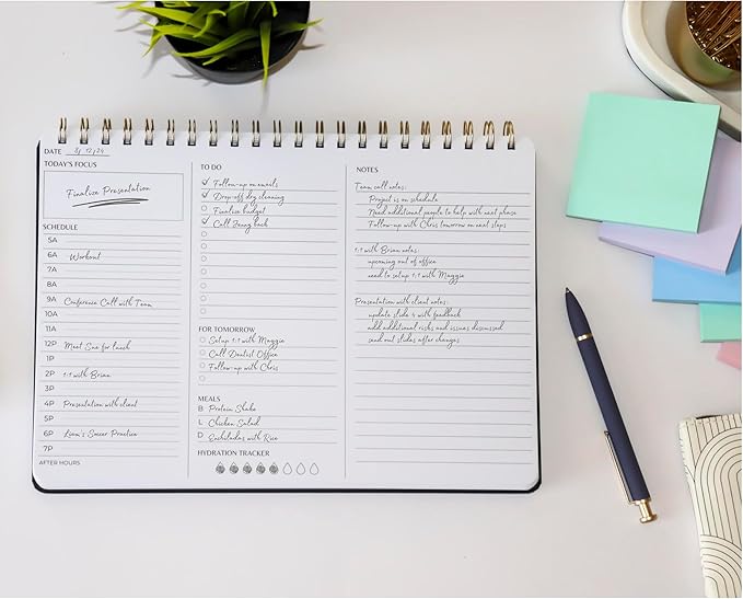 Merely Home Undated Daily Planner | 8.25” x 11.75” Work To-Do Notebook | ADHD Academic Organizer | Multi-Layout | Men and Women Planner | College Supplies | Navy | Landscape Layout
