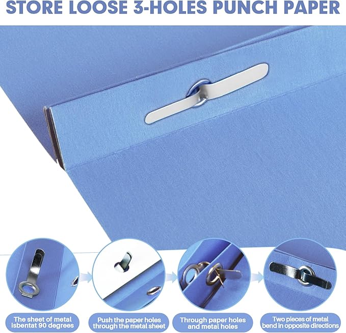 Two Pocket Folders, RAZCC 100 Pack Two Pocket Folders with Prongs, 3 Prong Folders Fit Letter Size Paper, Pocket Paper File Folders for School Office Home Business, Assorted 10 Colors