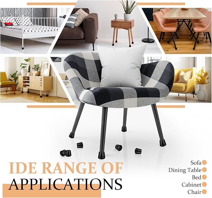 VOCOMO 1" Round Rubber Chair Leg Tips Caps, Chair Leg Floor Protectors Furniture Legs Caps Non Slip Reduce Noise for Hardwood Floors (Black, 24 Pack)