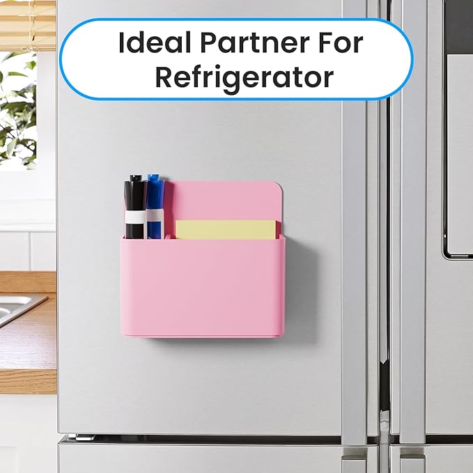 First-zgel 3 Pcs Magnetic Pen Holder, Magnetic Dry Erase Marker Holder, Wall Marker Pencil Holder for Fridge, Whiteboard Marker Holder for School, Office, Home, Locker Accessories (Pink)
