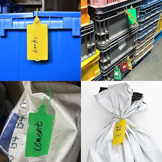100 Plastic Tags Shipping Tags Water Proof Tags for Labeling Shipping Labels Security Seals Writable Marker Ties Hanging Tags Storage Tag with One Marker Pen (Mixed 5 Color)