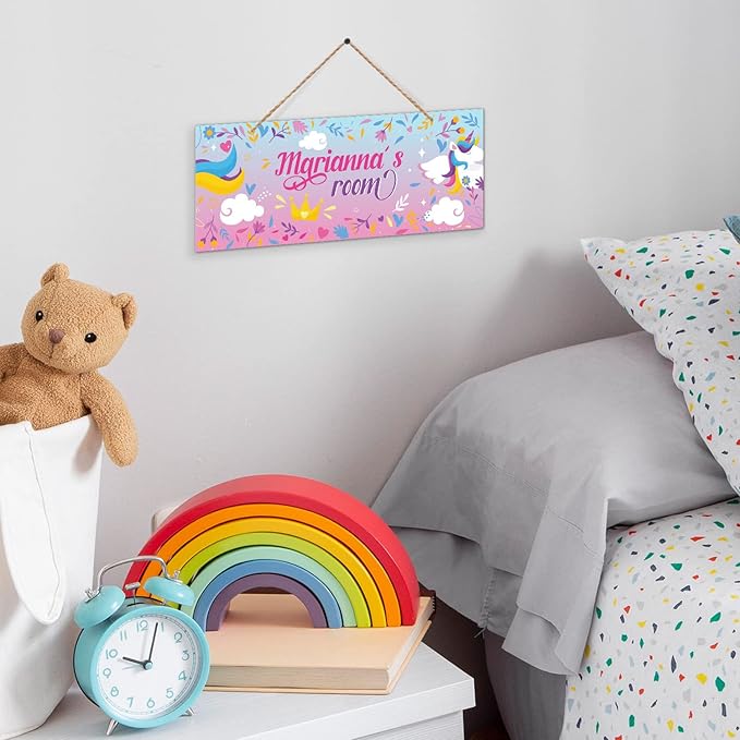 Custom Girl/Boy Name Sign, Personalized Children Bedroom Decor Sign For Kids Room, Christmas Gift, Castle Tent, Wall Sign 5x13 Inches, ACM, Made in USA