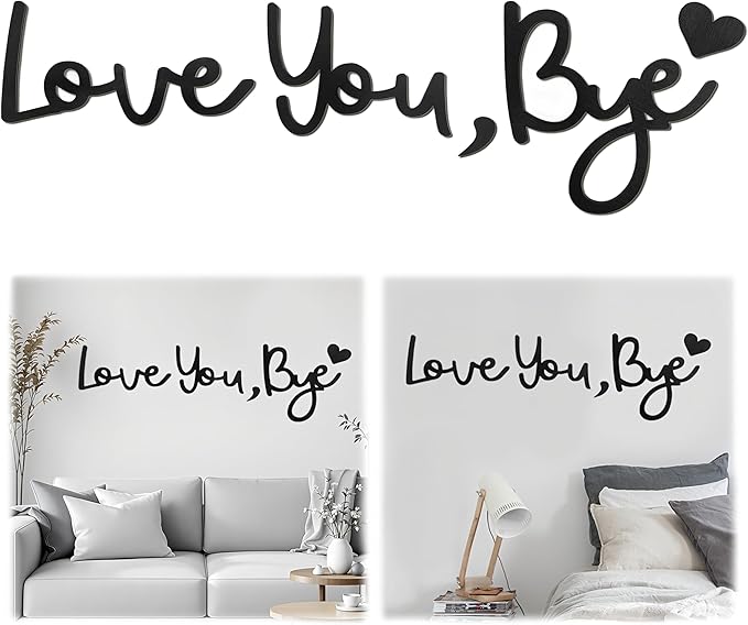 Large Love You Bye Wood Sign Home Decor,Above Door Topper Decoration,Boho Decor for Window Wall Express Love and Warm for Your Family Lovers,Wall Art Gift Hallway Entryway Decorations for House Office