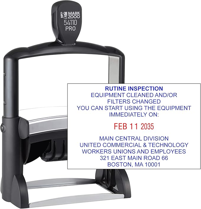 Mark 2000 54110 Professional Self Inking Date Stamp with Custom Text - Up to 12 Lines of Text