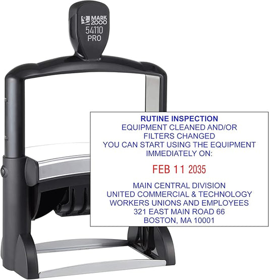 Mark 2000 54110 Professional Self Inking Date Stamp with Custom Text - Up to 12 Lines of Text