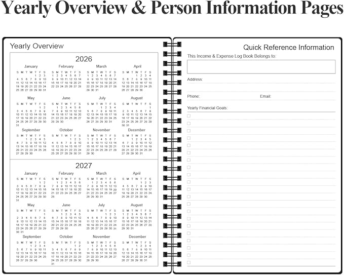 Heveboik Income & Expense Log Book - A5 Income and Expense Tracker for Small Business, Accounting Bookkeeping Tracking for Woman and Man, 5.8" x 8.3", Black