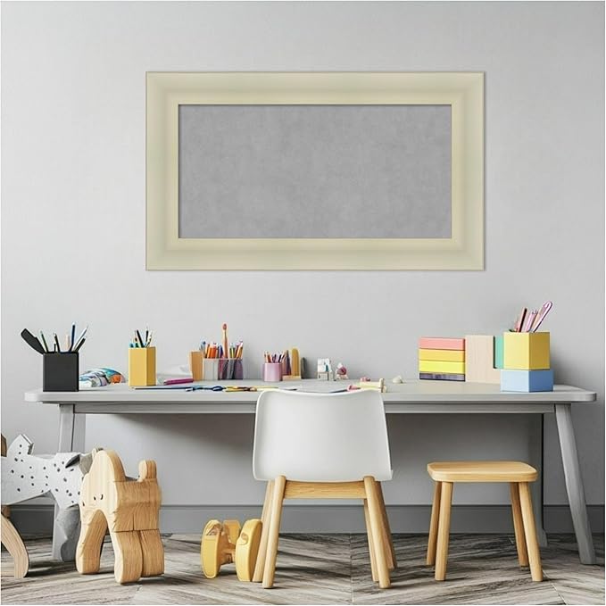 Amanti Art Silver Framed Magnetic Board 17x29 Small Vision Board for use with Magnets, 100% Metal Sheet to Display Items as Office Decor or for Home Organization in mudroom, Kitchen or Kids Room