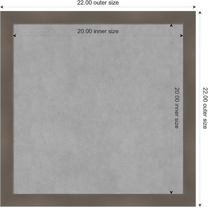 Amanti Art Grey Framed Magnetic Board 22x22 Medium Vision Board for use with Magnets, 100% Metal Sheet to Display Items as Office Decor or for Home Organization in mudroom, Kitchen or Kids Room