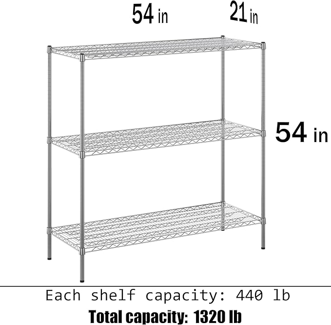 Regal Altair 21" Deep x 54" Wide x 54" Height Wire Shelving Kit | 3-Tier | NSF Commercial Storage Rack Unit