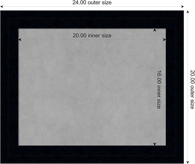 Amanti Art Black Framed Magnetic Board 20x24 Small Vision Board for use with Magnets, 100% Metal Sheet to Display Items as Office Decor or for Home Organization in mudroom, Kitchen or Kids Room