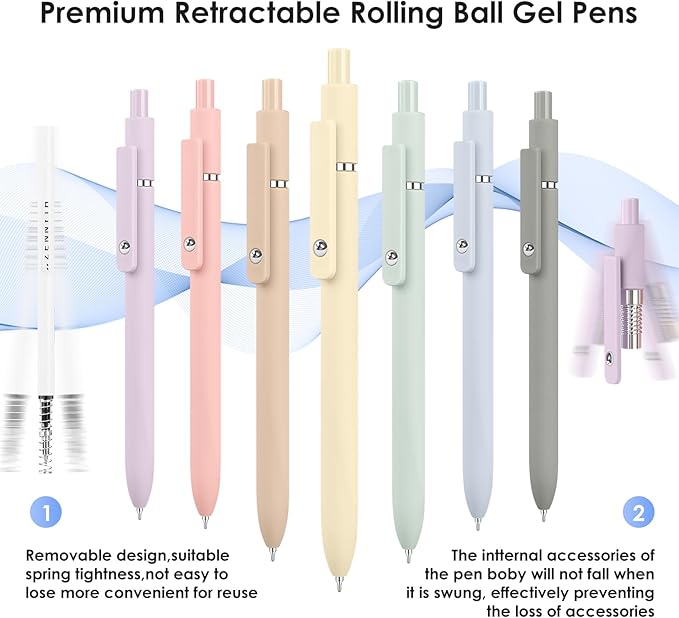 Gel Pens, 7pcs 0.5mm Quick Dry Black Ink Fine Point Smooth Writing Pens, Cute Teacher Work Desk Accessories Office School Supplies Gifts for Men Women Student Nurse, Valentines Day Gifts for Kids