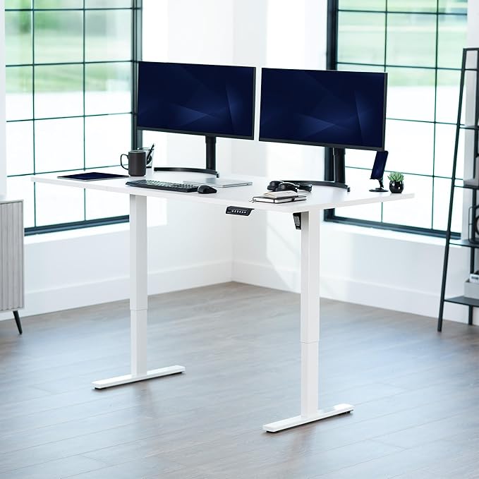 VIVO Electric 71 x 36 in Standing Desk, Memory Height Adjustment, 1B Series, Holds 220 lbs, White Top White Frame, DESK-KIT-1W7W-36