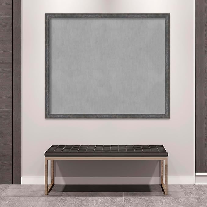 Amanti Art Grey Framed Magnetic Board 43x51 Oversize Vision Board for use with Magnets, 100% Metal Sheet to Display Items as Office Decor or for Home Organization in mudroom, Kitchen or Kids Room