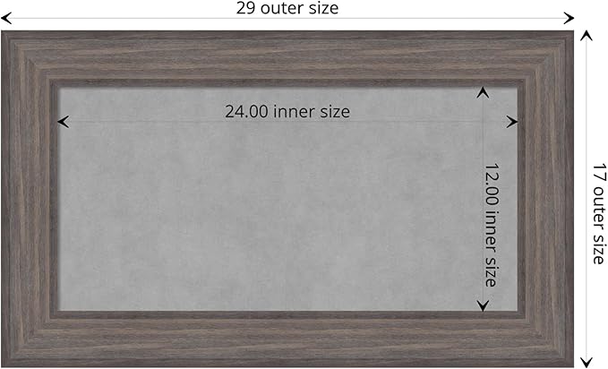 Amanti Art Grey Framed Magnetic Board 17x29 Small Vision Board for use with Magnets, 100% Metal Sheet to Display Items as Office Decor or for Home Organization in mudroom, Kitchen or Kids Room