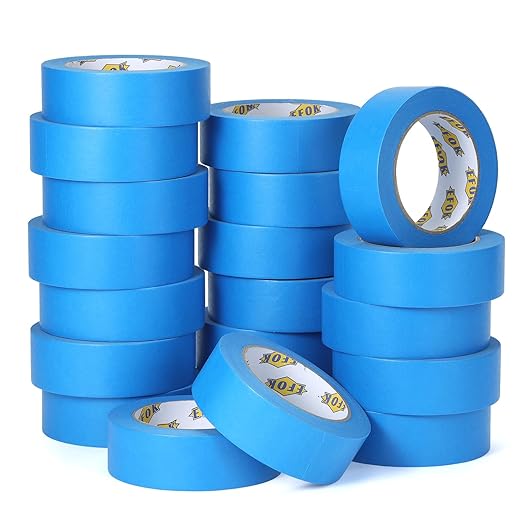 EFOK Blue Painters Tape 1.41 Inch Bulk - Paint Tape 20 Rolls x 1.41 Inch x 55 Yards - Painter's Tape Blue Masking Tape for Walls Painting Packing Automotive Home, Total 1100 Yards