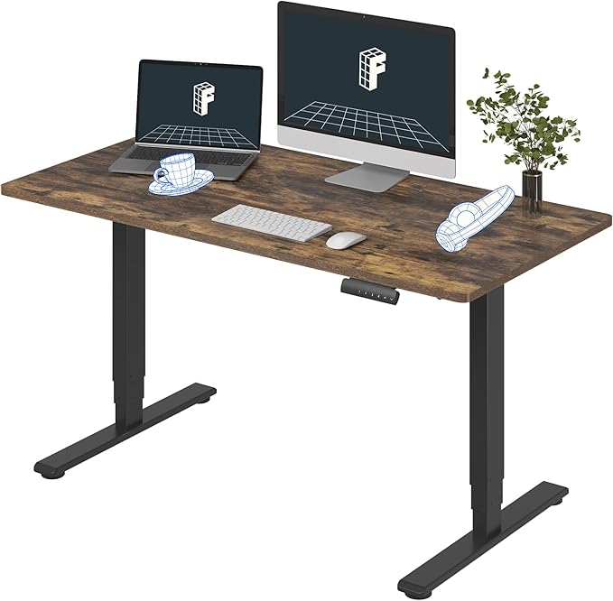 FLEXISPOT E6 3-Stage Dual Motor Electric Standing Desk 55 x 28 Sit Stand Up Desk, Holds 220 lbs, Adjustable Height w/Memory Presets, One-Piece Special Walnut Desktop & Black Frame, Ships in 2 Boxes