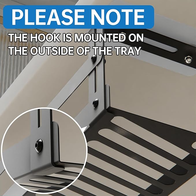 PAVSTINE Under Desk Cable Management Tray, 17 in Metal Cable Tray Basket for Wire Management, Power Strip Holder, Cord Organizer, Wire Tamer for Home/Office Desk Cable Hider Black
