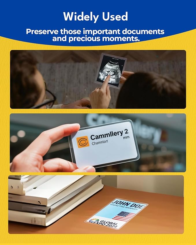 Uinkit 10Mil Self-Sealing Laminating Pouches Business Card Size, for 2.6x3.9" Cards, Ultimate Solution for Restaurant IDs, School Badges, Event Credentials - No Laminator (110-Pack Bulk)