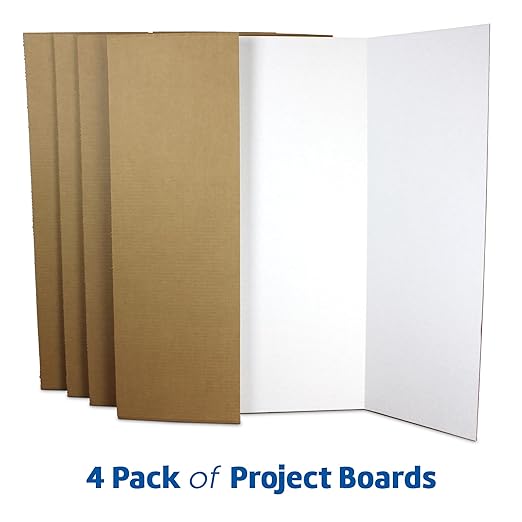 Flipside Products 36” x 48” Project Boards for Presentations, Science Fair, School Projects, Event Displays and Trifold Picture Board, Proudly Made in USA - White - 4 Pack