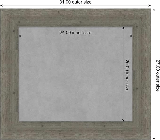 Amanti Art Grey Framed Magnetic Board 27x31 Medium Vision Board for use with Magnets, 100% Metal Sheet to Display Items as Office Decor or for Home Organization in mudroom, Kitchen or Kids Room