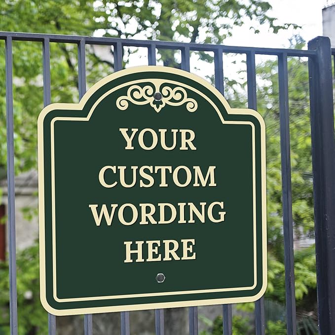 Custom Decorative Sign, Personalized Metal Sign for Business, Driveway, Home, Airbnb, Office Door Plaque,Green Background,24x24 Inches, ACM, Fade Resistant, Made in USA