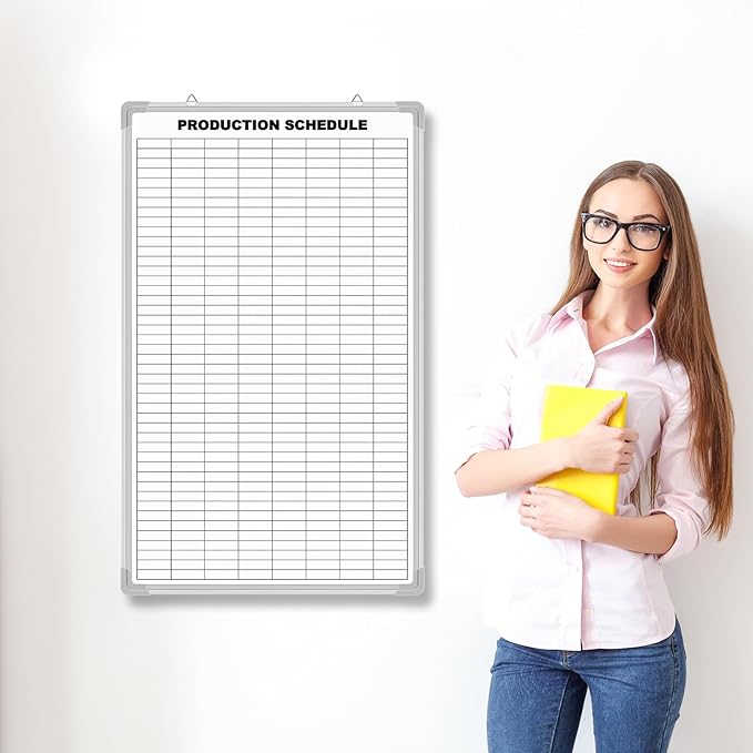 Lined Whiteboard Blank Grid Aluminum Frame Dry Erase Board Reusable Wall Mounted Board for Scheduling, to Do Lists Weekly Planning Home Work(36 x 24 Inch,Product Schedule)