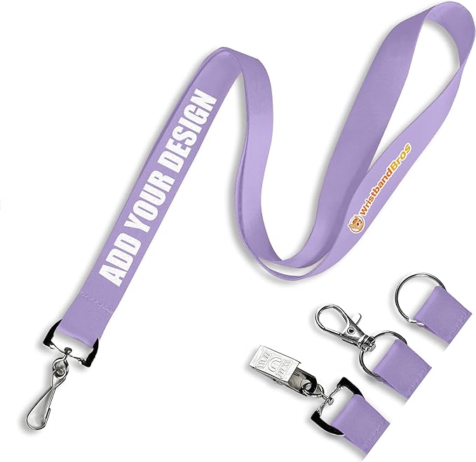 Wristband Bros Custom Lanyards For ID Badges, Keys & More | Add Text & Logos | Choose Your Attachment | Bulk Quantities For Events
