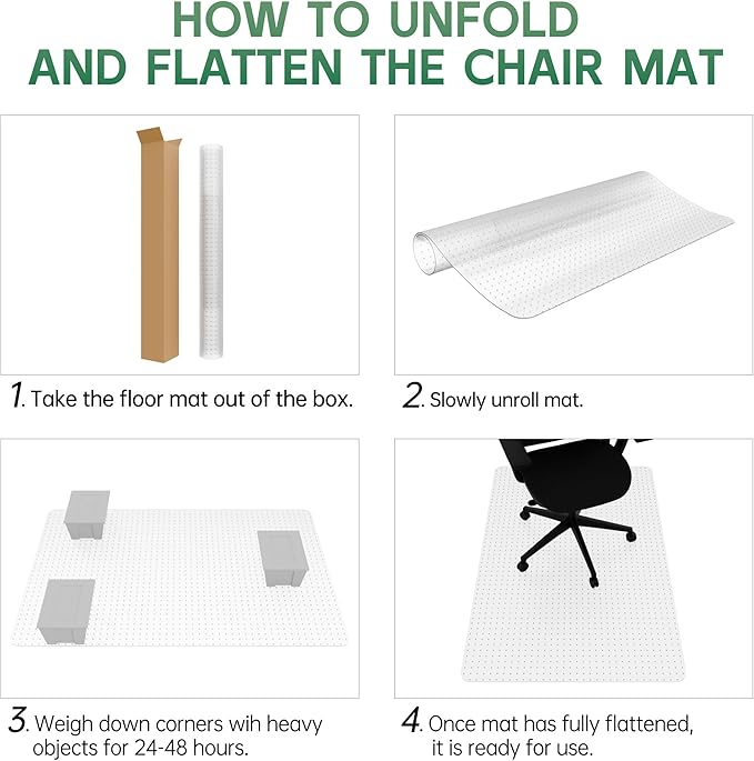 Office Chair Mat for Carpet - Clear Thick Desk Chair Mat for Carpet Plastic Floor Mats for Rolling Work and Gaming Chairs with Studs for Low Pile, Flat and No Carpeted Floors