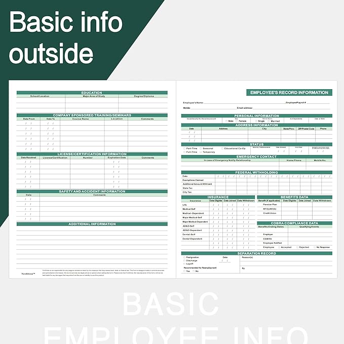 Employee Personnel File Folders,25-Pack, 9.5x11.5 Inch, Letter Size, Heavyweight Cardstock with 2 Secure Pockets,for HR Documents Organization