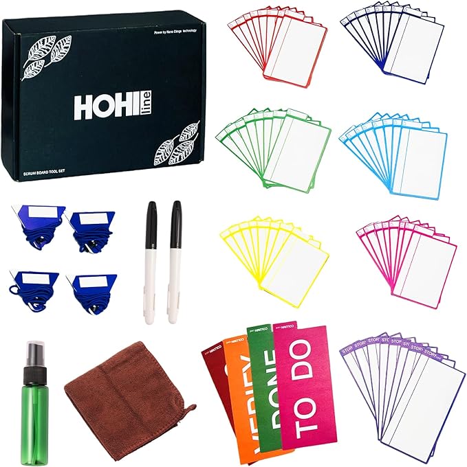 Scrum Board Tool Kit Magnetic Kanban Board, Office Task Management System with to Do, Doing, Verify, Done Columns, 4-Column Workflow Board for Project Planning