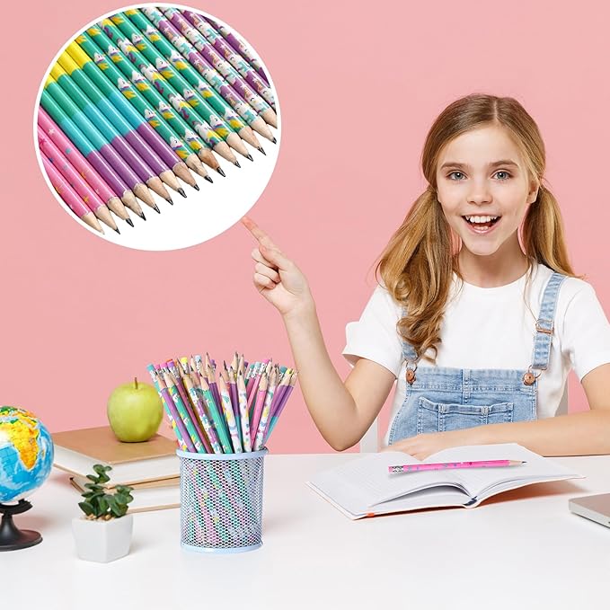 TecUnite 120 Pcs Scented HB Pencils with Unicorn Elements Unsharpened Graphite Colored Pencils with Erasers for Party Favors Wood HB Pencil for Adults Gifts Exams Office Sketching