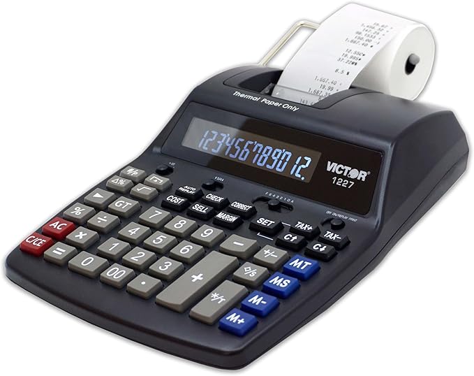 Victor Thermal Printing Calculator with Check & Correct – Fast, Ink-Free Printing, Large Screen, Smudge-Free Results for Office & Accounting