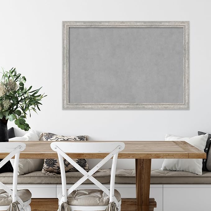 Amanti Art Silver Framed Magnetic Board 27x39 Large Vision Board for use with Magnets, 100% Metal Sheet to Display Items as Office Decor or for Home Organization in mudroom, Kitchen or Kids Room