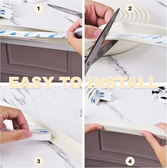 Baby Proofing Edge and Corner Guards, (20ft Edge + 8 Corners) Safety Furniture Bumper, Baby Corner Protector for Fireplace, Table, Stair, Cabinet, 3M Adhesive, White
