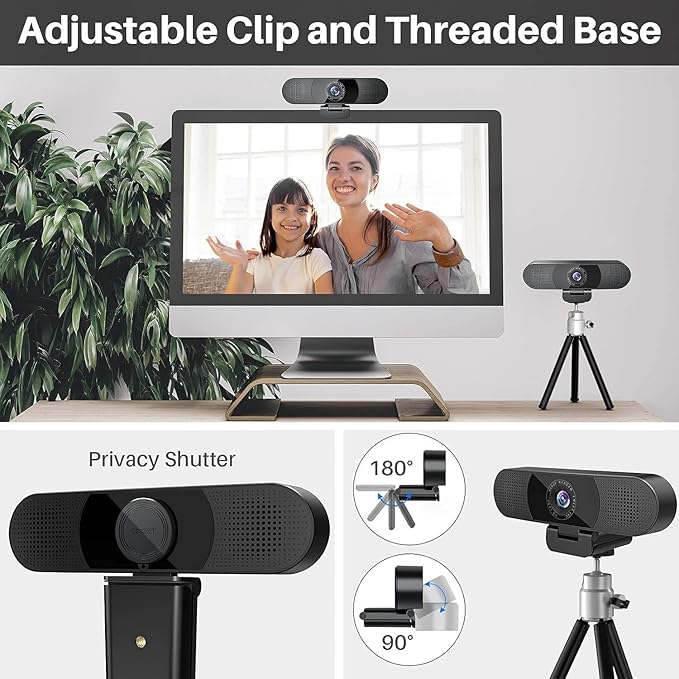 EMEET C980 PRO 3-in-1 1080P Webcam with Microphone and Speaker, 60°-98° Wide Angle Webcam w/ 4 Noise Cancel Mics, 2 Speakers, Auto Low Light Correction W/Cover, USB Camera for Online Conference/Class