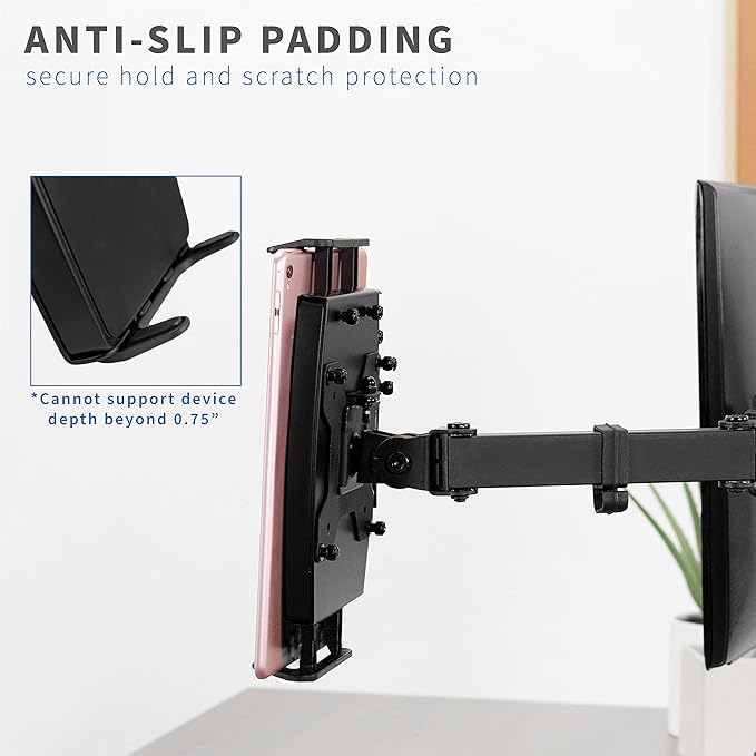 VIVO Universal VESA Mount Adapter for Tablets, 2-in-1 Laptops, & 15.6 inch Portable Monitors, Max VESA 100x100, Adjustable Laptop Holder, Black, MOUNT-UVM02