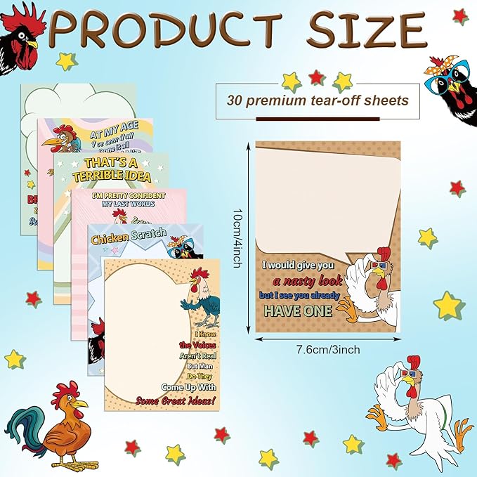 Pajean Funny Notepads with Sayings, Sticky Office Supplies, 12 Designs, 3 x 3.93 Inch