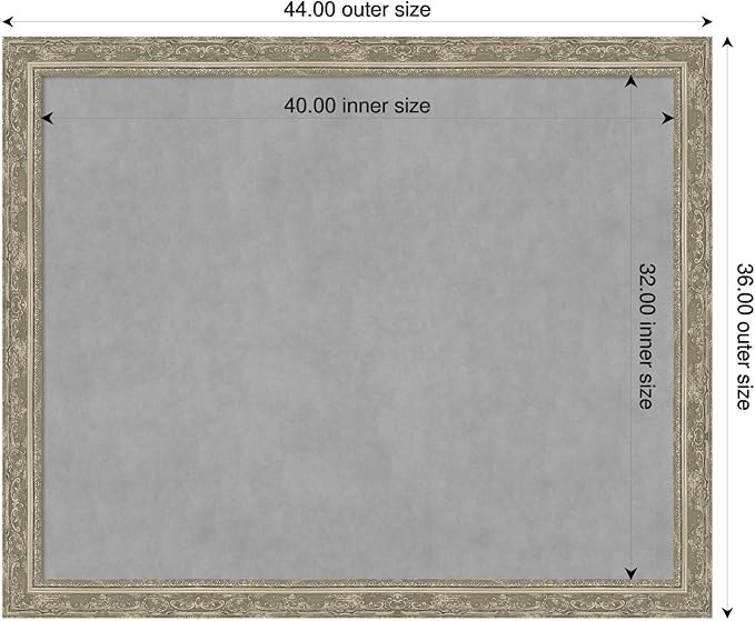 Amanti Art Silver Framed Magnetic Board 36x44 X-Large Vision Board for use with Magnets, 100% Metal Sheet to Display Items as Office Decor or for Home Organization in mudroom, Kitchen or Kids Room