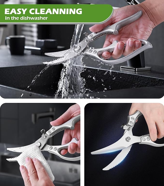 Aaeiirey Heavy Duty Poultry Shears – Luxury Kitchen Shears & Multipurpose Kitchen Scissors for Meat, Chicken, Fish & Vegetables, High Carbon Stainless Steel, Safety Lock, Dishwasher Safe