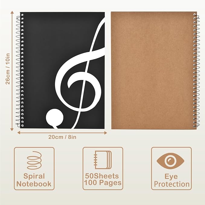 Music Notebook 2 Pack, 100 Sheets/200 Pages Blank Sheet Music Notebook, Staff Manuscript Paper Notebook, Music Writing Composition Notebook, Songwriting Notebook Music Accessories Gift, 26x20cm/10"x8"