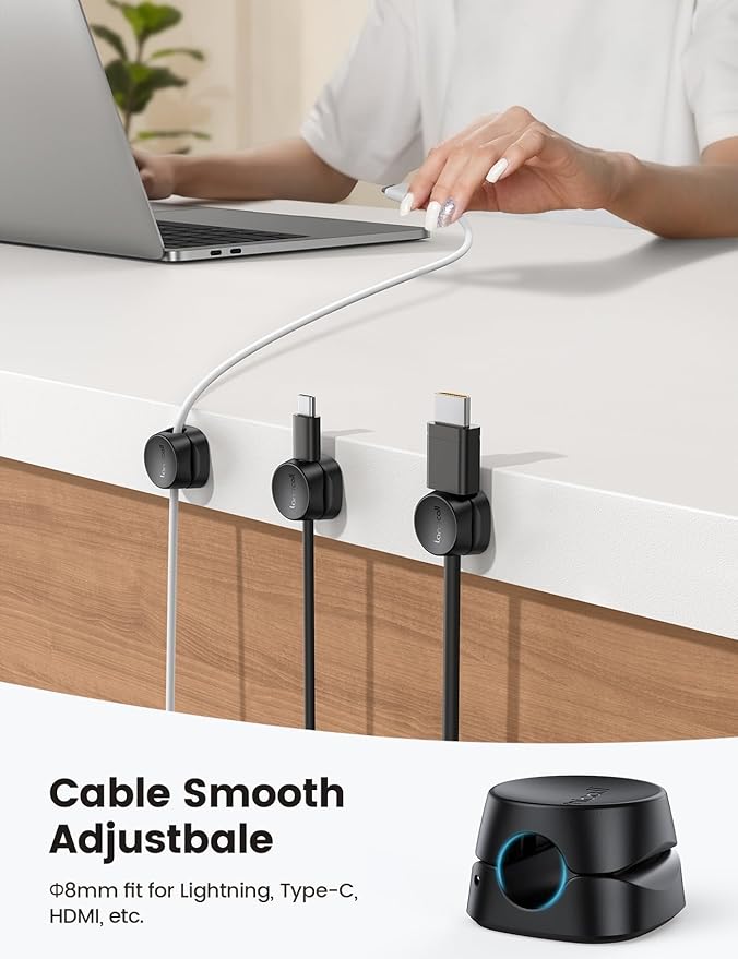 12Pack Cord Organizer Spring Clips, Office Desk Accessories - Lamicall Desk Cable Management Clips, Dorm Room Bedroom Essentials, Phone Charger Cord Holder, Wire Organizer Keeper for Nightstand